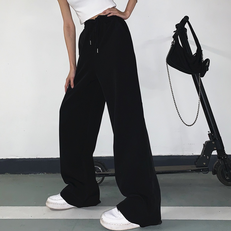 Quần Thể Thao Lưng Cao Ống Rộng Thời Trang Hàn Quốc Dành Cho Nữ