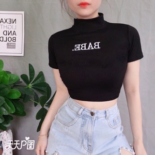 Áo Croptop Cổ Lọ Bae💕