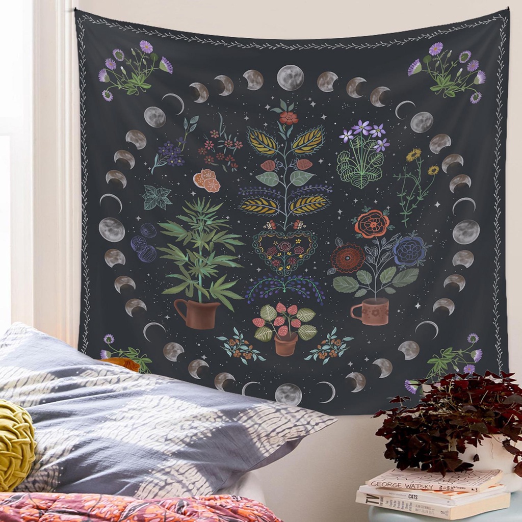 Thảm Treo Tường Họa Tiết Mặt Trăng Phong Cách Bohemian