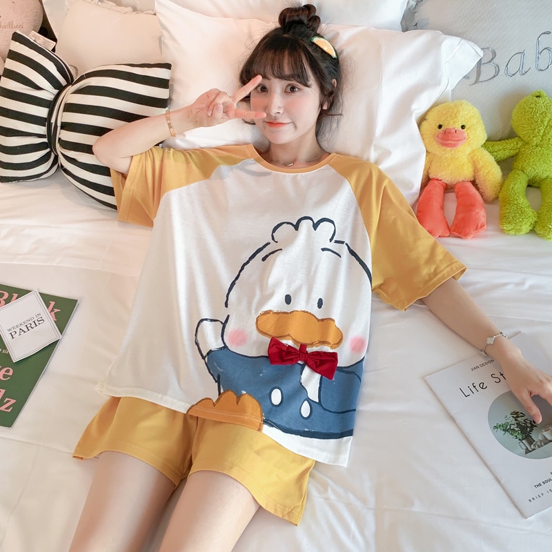 Đồ bộ nữ mặc nhà mùa hè cộc tay bigsize 40-95 Kg vải thun cotton quần lửng cute dễ thương TOZZO BC02
