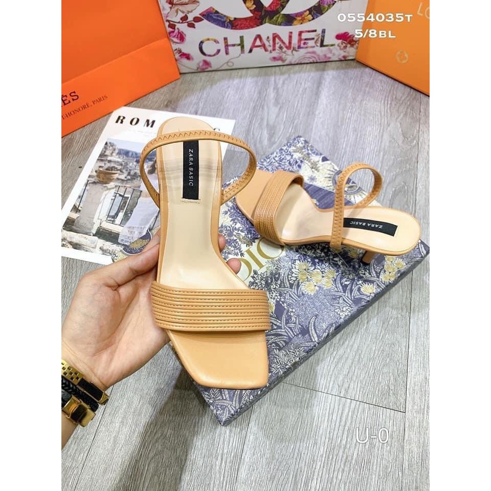 Sandal quai ngang gân quai chun sau gót nhọn - 7P