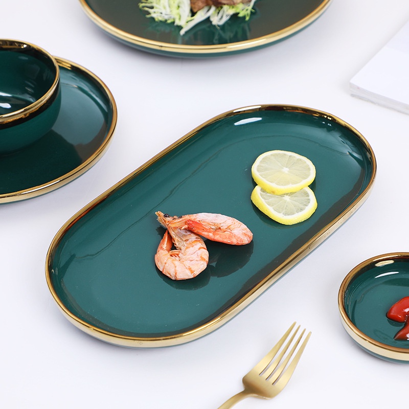 Bộ Tô Chén Đĩa Sứ Đẹp Cao Cấp Viền Vàng Gold Sang Trọng Phong Cách Châu Âu Bắc Âu