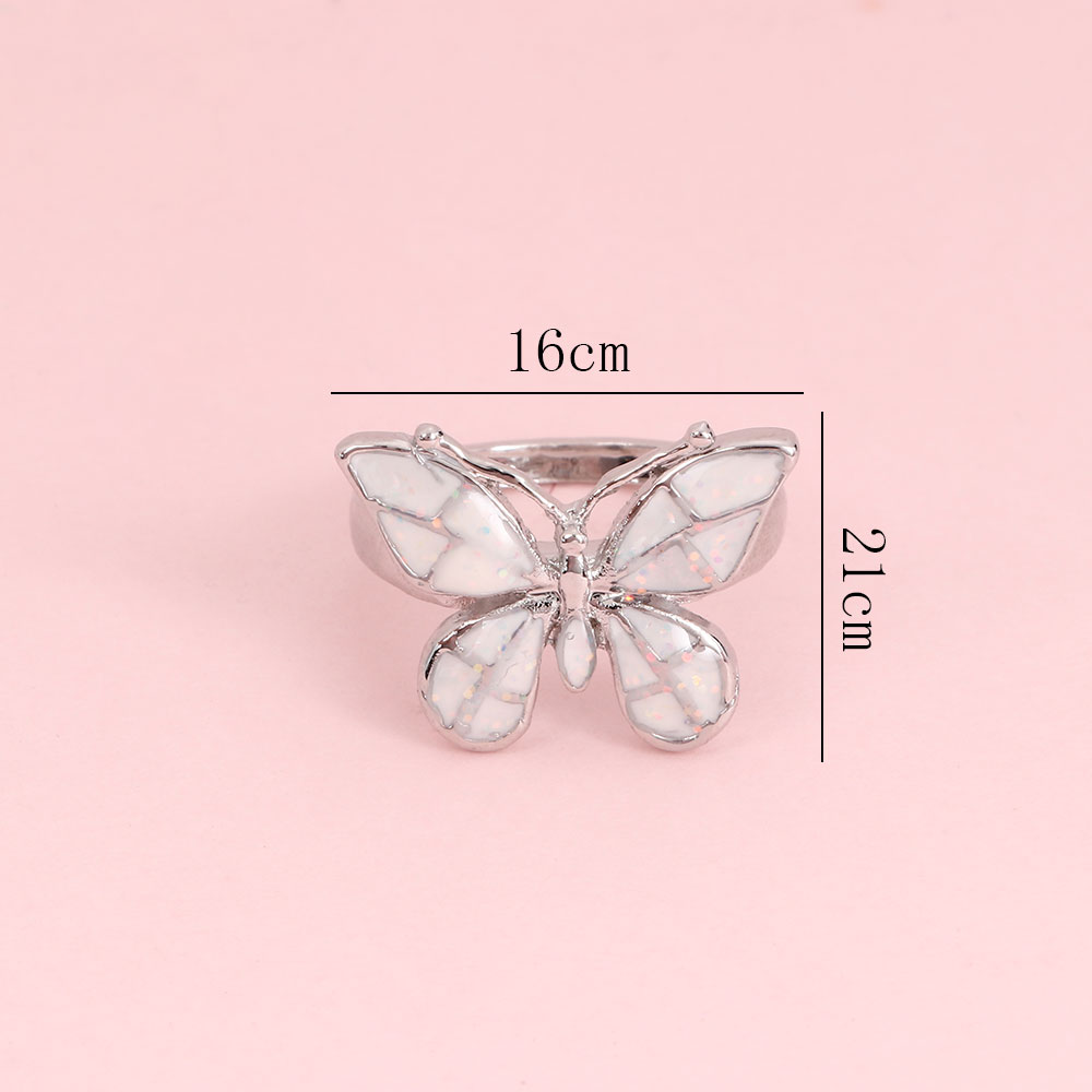 Nhẫn Đeo Tay Kim Loại Đính Đá Opal Giả Thời Trang Cho Nữ