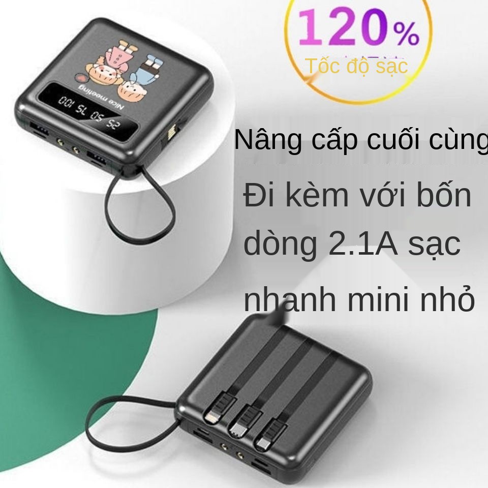 Mini pin dự phòng dung lượng lớn 20.000 mAh đi kèm sạc nhanh 4 dây và nguồn điện di động siêu bền Apple Huawei Universal