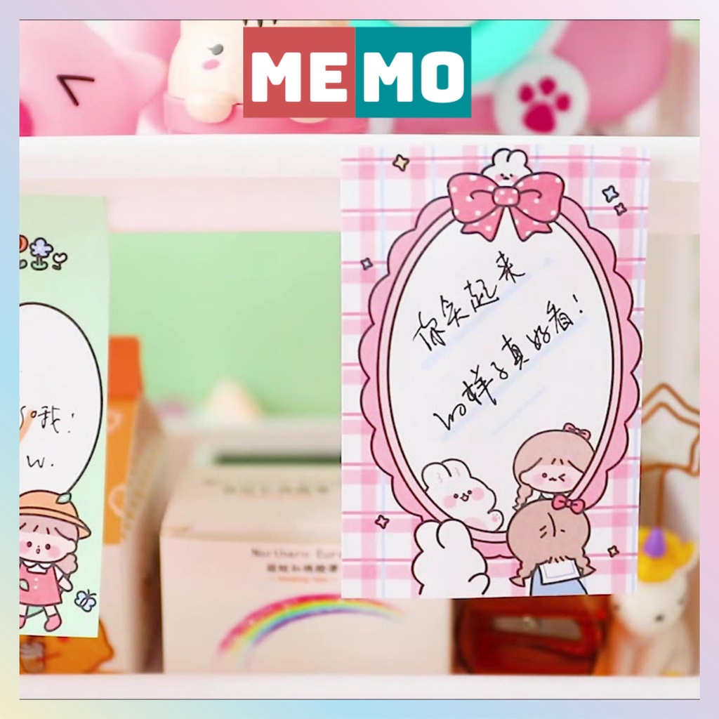 [Mã LIFEBOOK2 giảm 10% đơn 0Đ] Giấy ghi chú, giấy note cute MEMO 80 tờ nhãn dán ghi nhớ khung hình dễ thương