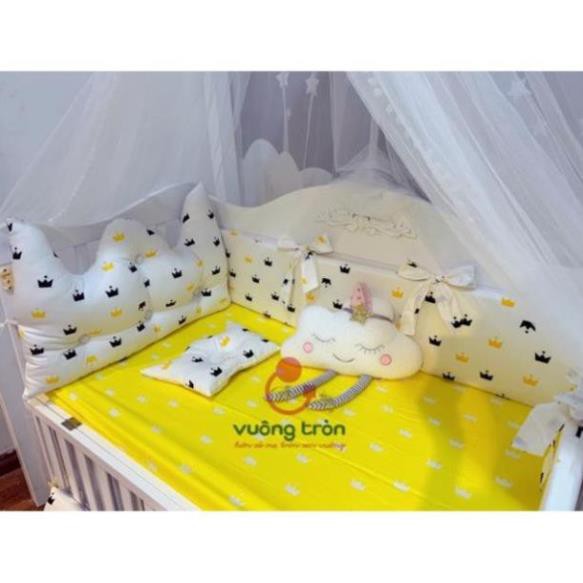 Ga chun chất liệu 100% cotton Hàn cao cấp siêu mát bọc đệm cũi cho bé yêu