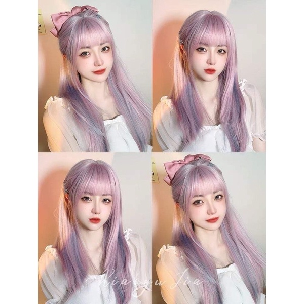 Tóc giả nguyên đầu móc line-tặng lưới chùm tóc