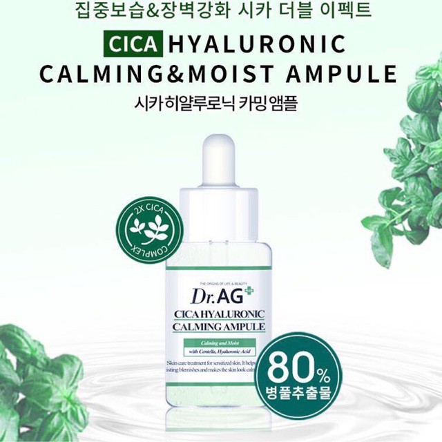 Tinh chất DR.AG+ Cica Hyaluronic Calming Ampule làm dịu và căng mịn da 30ml