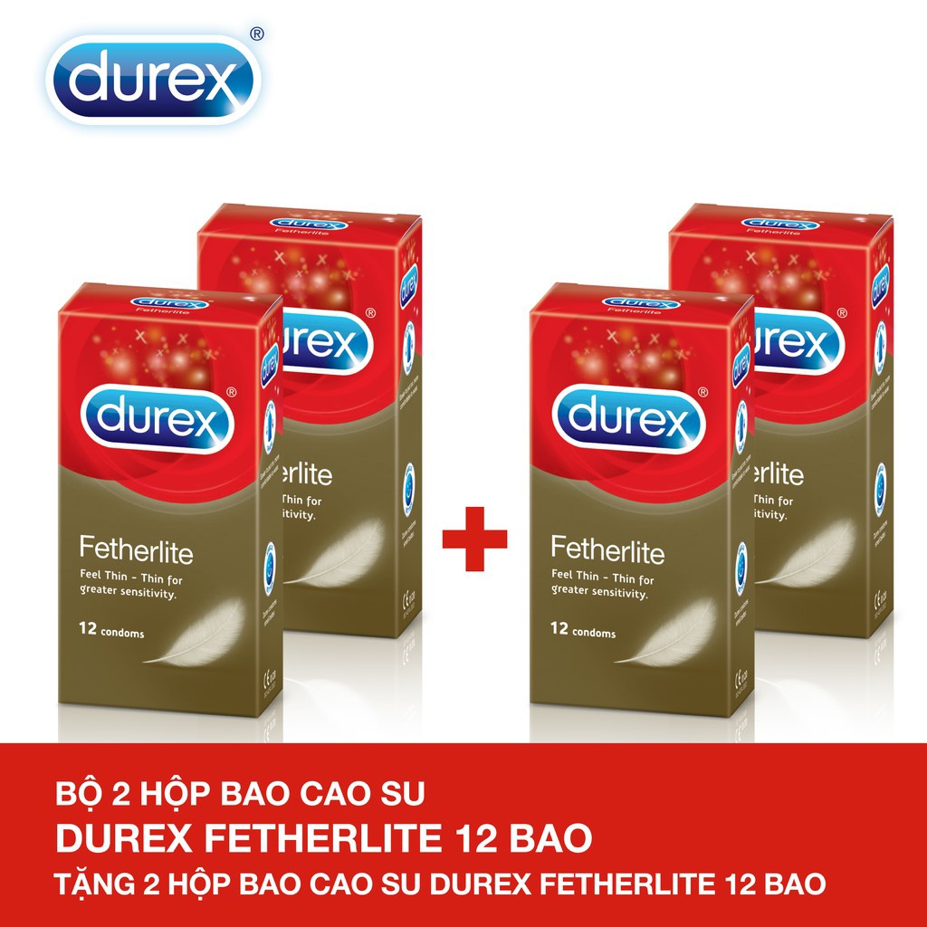 COMBO 4 hộp Bao cao su siêu mỏng durex fertherlite hộp 12 chiếc siêu an toàn