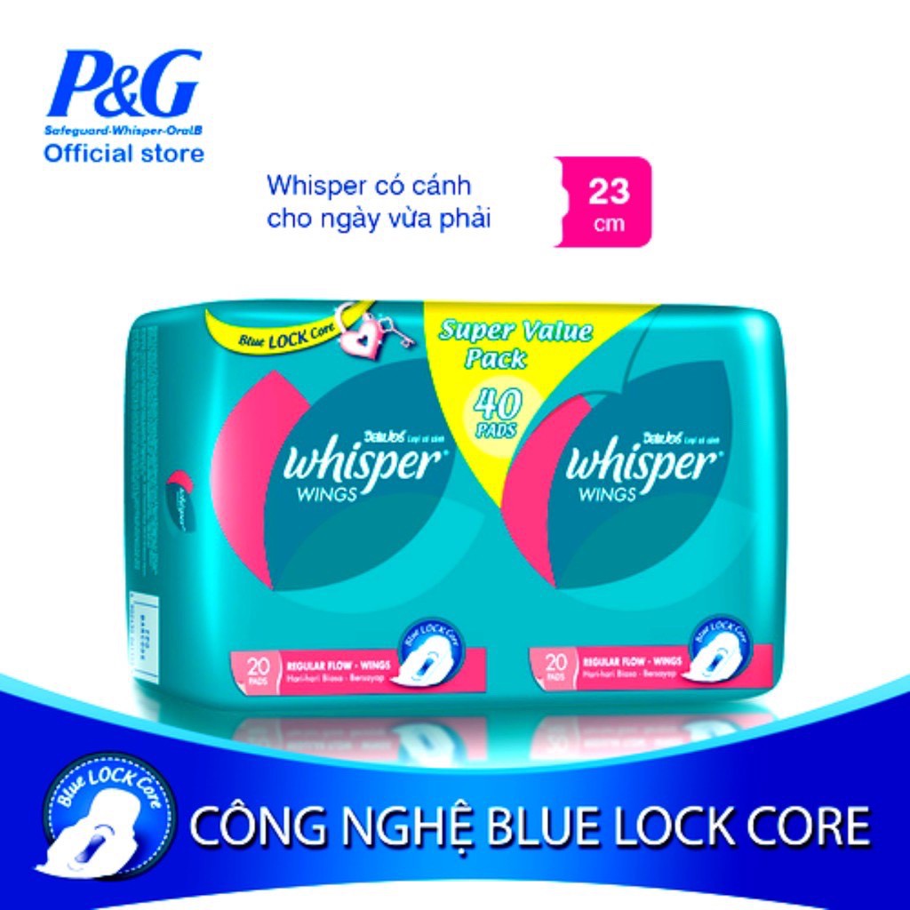 COMBO Toàn diện 2 gói băng vệ sinh Whisper Cánh dày Ngày 40s+ Đêm 32s