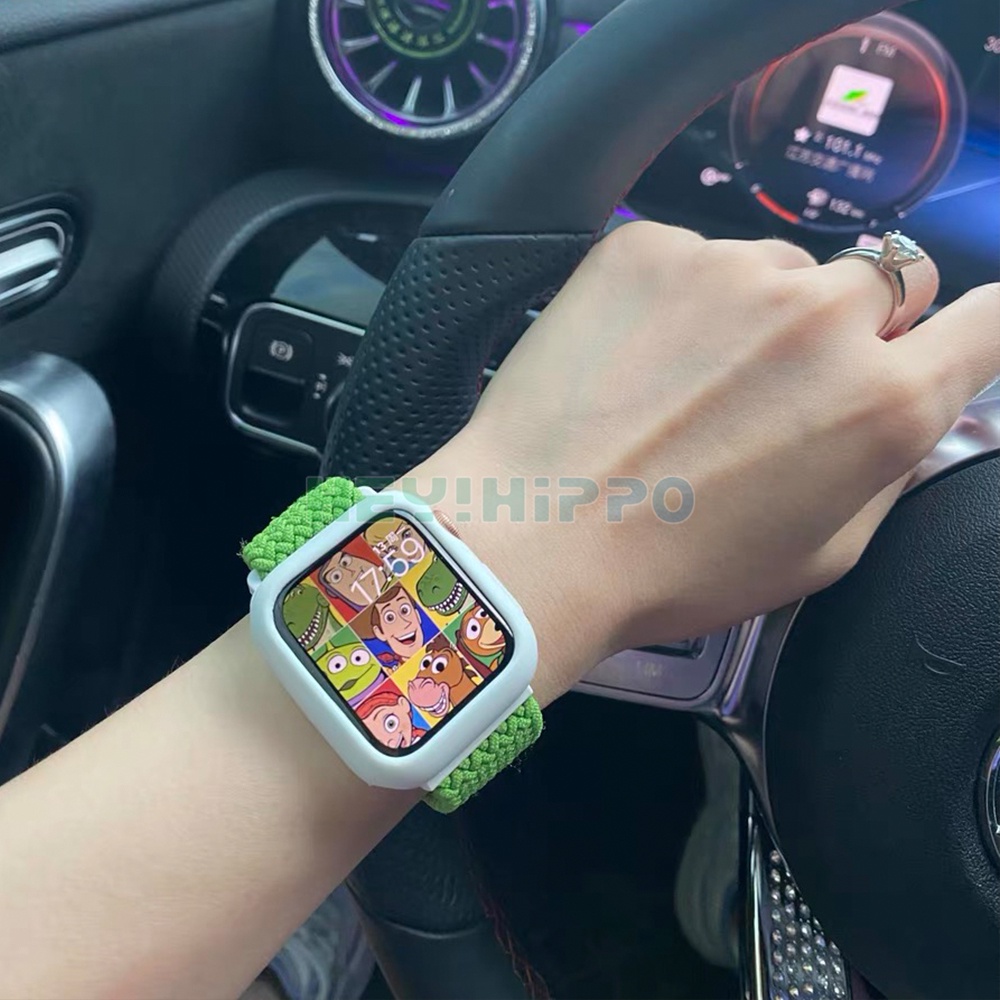 Set ốp silicone mềm + dây đeo nylon co giãn có thể điều chỉnh cho Apple Watch 7/6/5/SE iwatch 45/44/42/41/38mm