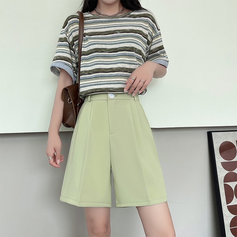 Quần ngắn ống rộng Lưng Cao Thời Trang Mùa Hè Hàng Mới Dành Cho Bạn Nữ