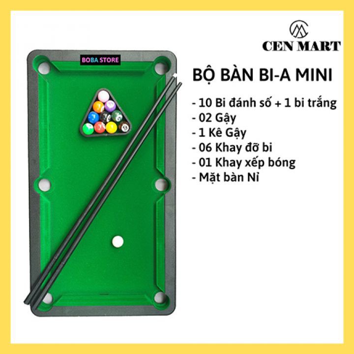 Bàn Bi a Mini, Bida Mini giá rẻ cho trẻ em và người lớn, 10 bi Có Đánh Số - Mặt bàn Nỉ không bong