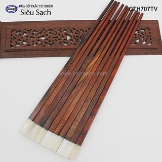 Đũa gỗ Trắc đầu xà cừ - CTH707TV - (Hộp 10 đôi vuông) gỗ Trắc tự nhiên 