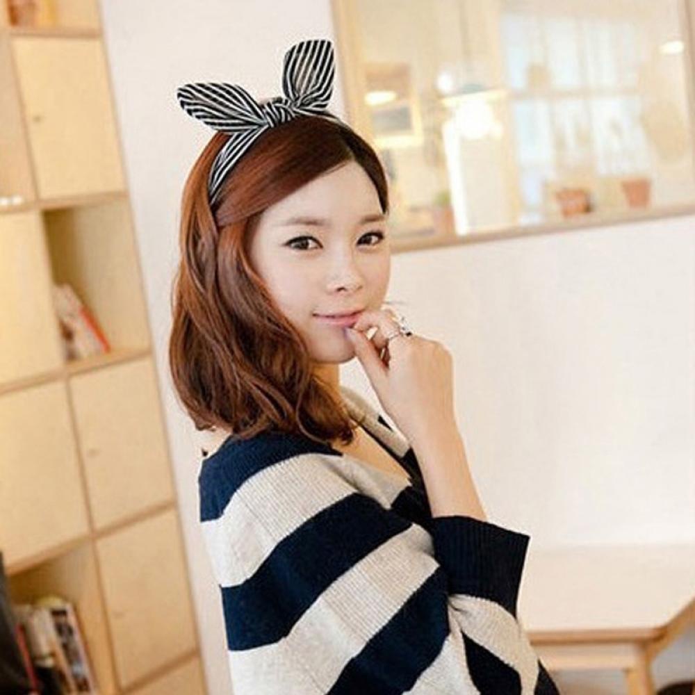 Băng Đô Cài Tóc Đính Nơ Họa Tiết Kẻ Sọc / Hoa Xinh Xắn Thời Trang Cho Bạn Gái