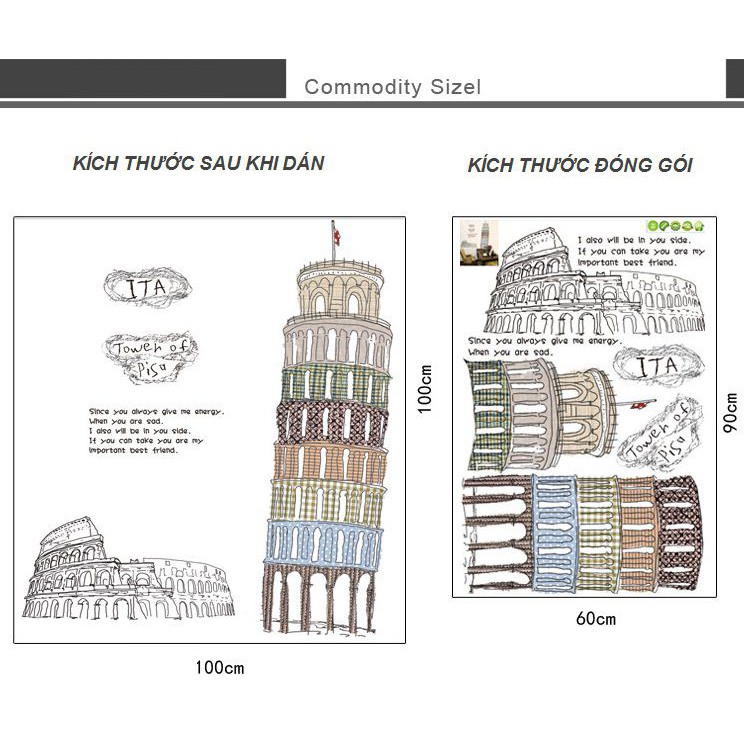 Decal dán tường Kỳ quan nước Ý DKN033