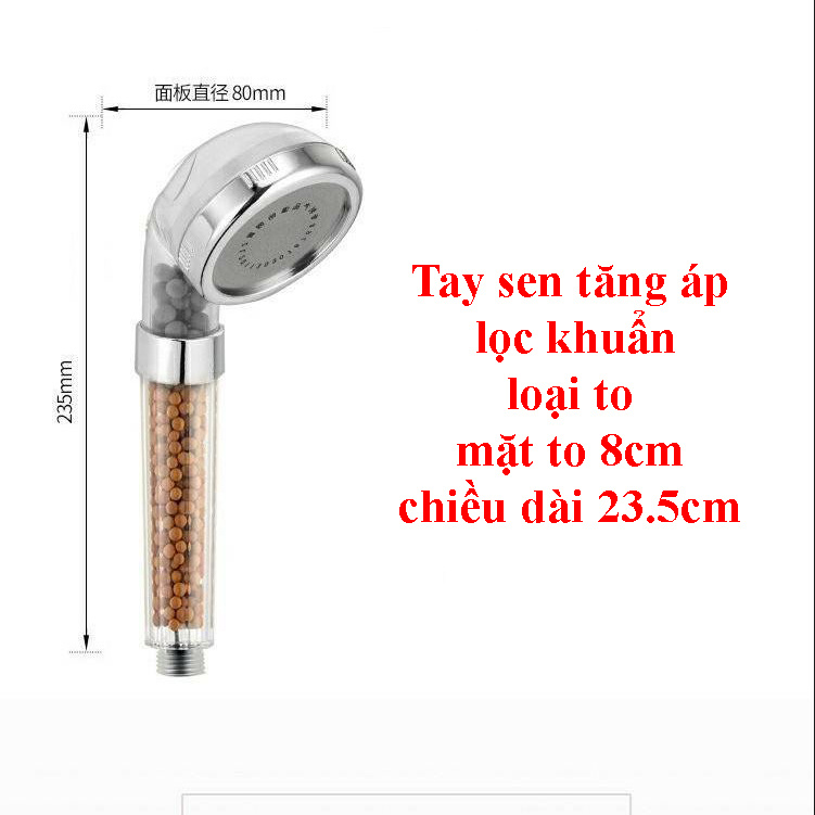 Vòi hoa sen tăng áp loại to 7.7cm có hạt nano lọc khuẩn lọc nước, tay sen tăng áp lọc khuẩn to siêu bền