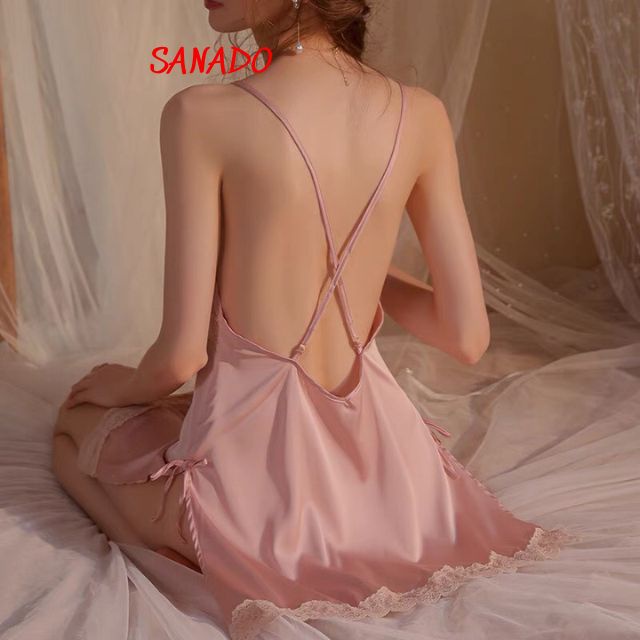 (V23) Váy ngủ nữ đồ ngủ lụa cao cấp đồ mặc nhà dễ thương - Sanado