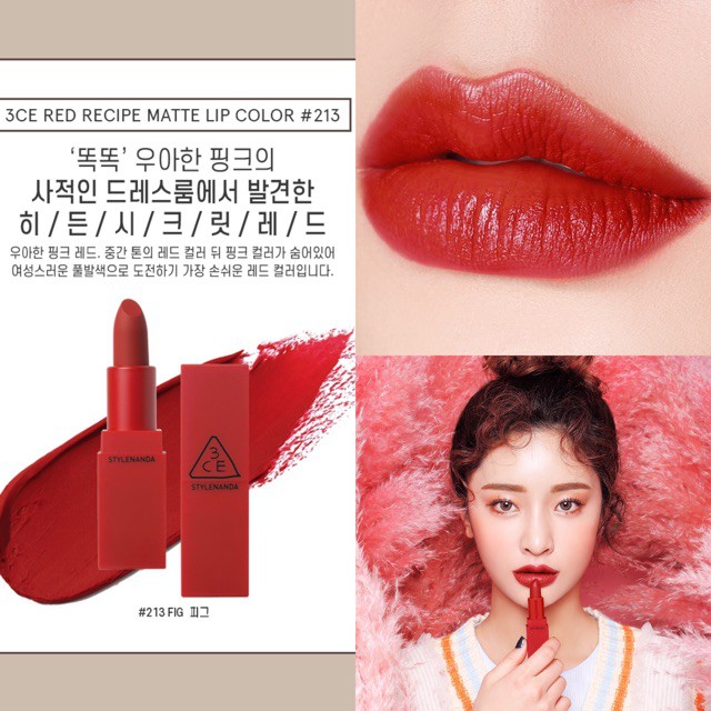 Set Son 3CE Red Recipe Mini Lip Kit (Set 5 Cây)