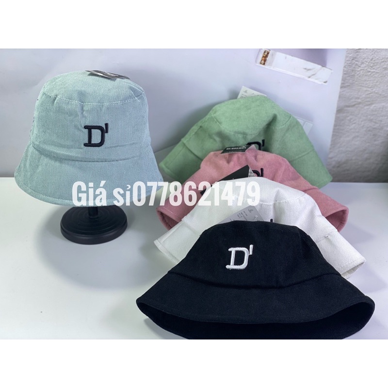 Mũ nhung vành cụp - nón bucket hàn quốc 2 lớp from chuẩn mạc da đen thêu Promise you cá tính thời trang nữ