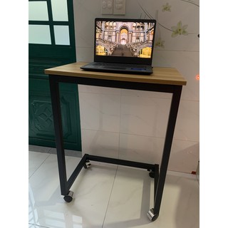 Bàn di động Bàn làm việc tại nhà LB100 có bánh xe mặt vân gỗ tự nhiên- Nghìn view thích chỗ nào ngồi chỗ đó