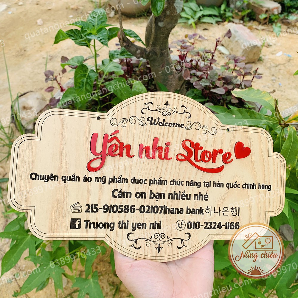 Bảng hiệu treo cửa hàng , shop bán quần áo , phụ kiện, tiệm nail, trà sữa, thiết kế theo yêu cầu