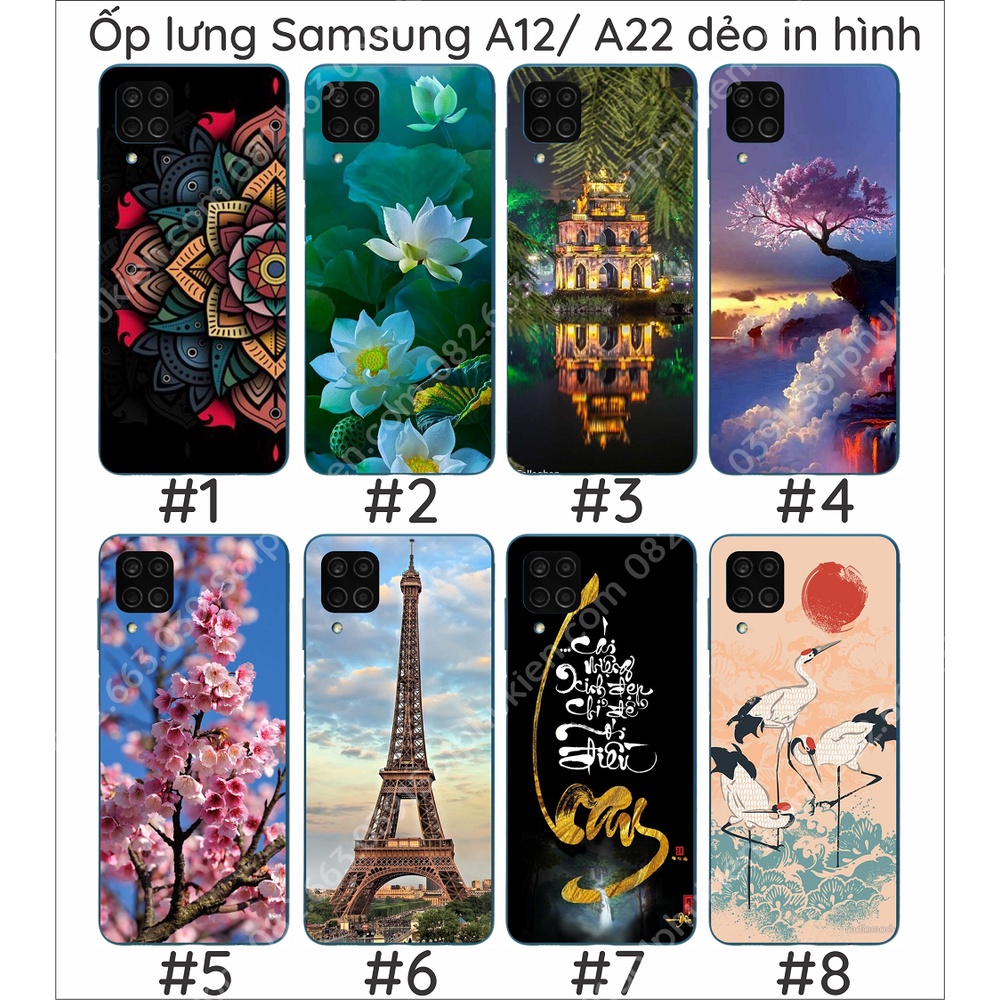 Ốp lưng Samsung A12 / A22 dẻo in hình hoa sen, phong cảnh