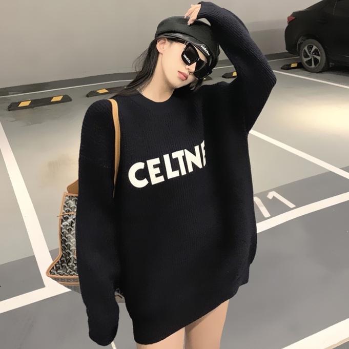Áo sweater tay dài cổ tròn phong cách Hàn Quốc cho nữ
