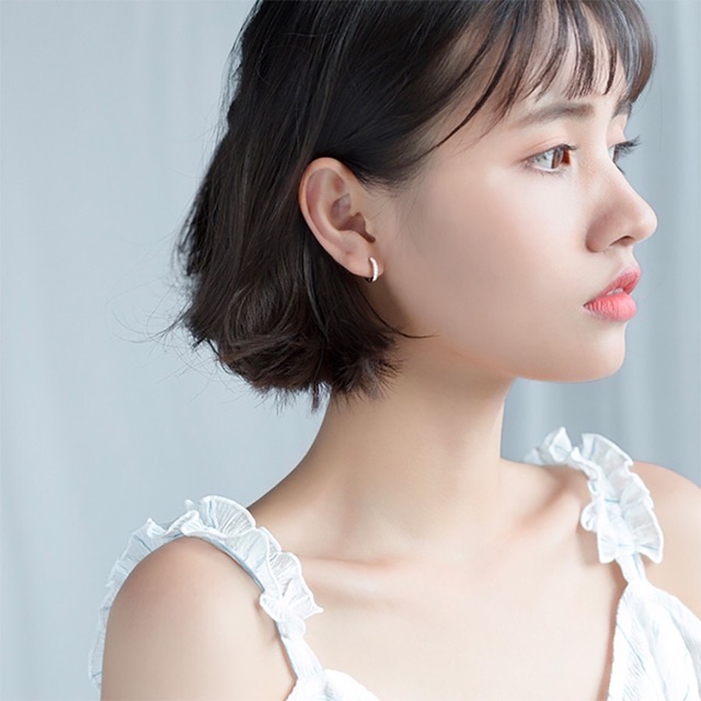 Khuyên tai bạc tròn nạm đá cho nữ bạc nguyên chất giá tốt