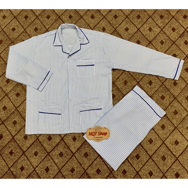 Bộ Kẻ Ông Già, Bộ Pijama Nam Trung Niên, Người Già Vải Kate Hàng Đẹp ༷