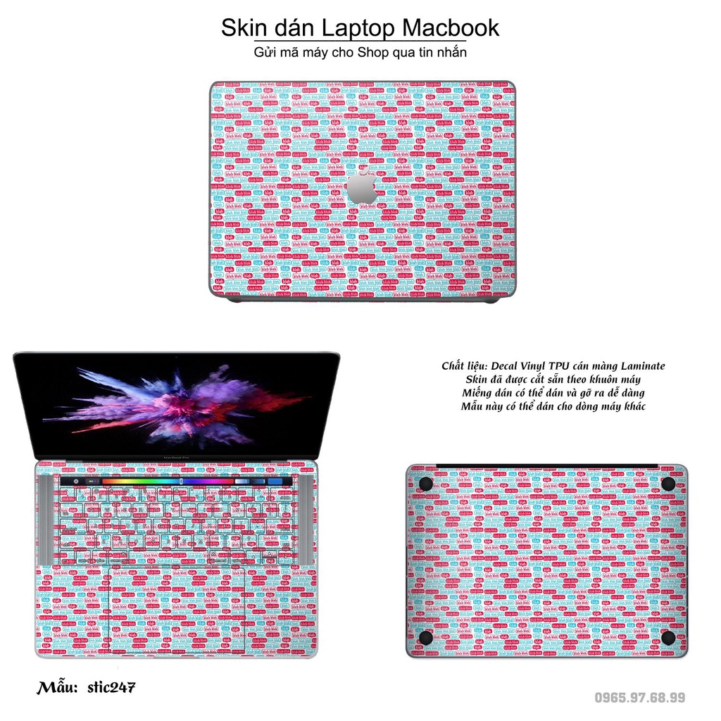 Skin dán Macbook mẫu Blah Blah - stic247 (đã cắt sẵn, inbox mã máy cho shop)