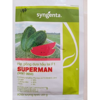 Hạt giống dưa hấu lai F1 SUPERMAN (WMT 0650) syngenta gói 20g