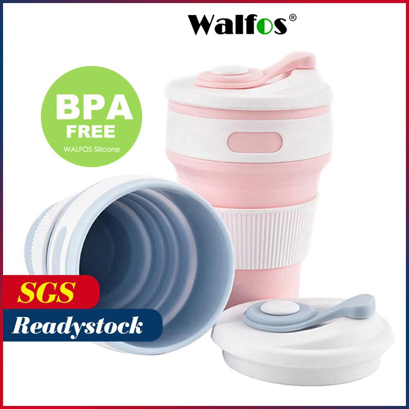 Cốc WALFOS Gấp Gọn Nhỏ Gọn Làm Bằng Silicone Dùng Uống Trà/Cà Phê 350 Ml