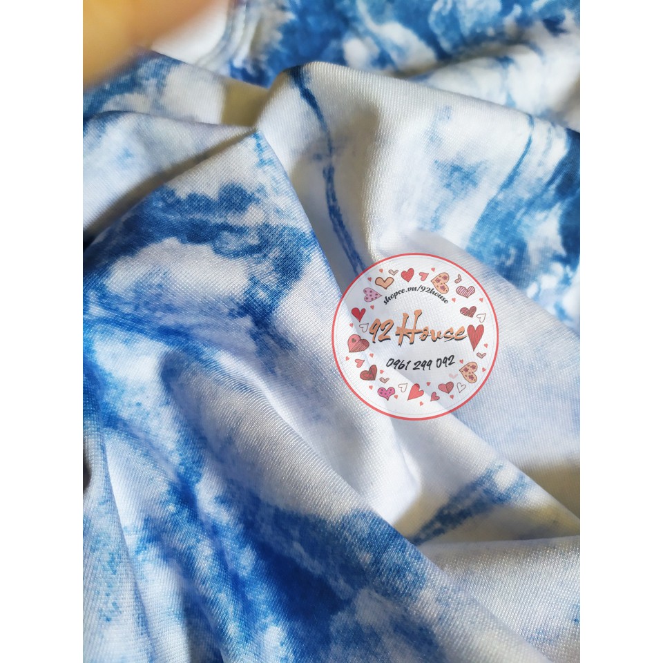 Áo thun dáng rộng loang màu xanh ngọc freesize tay lỡ