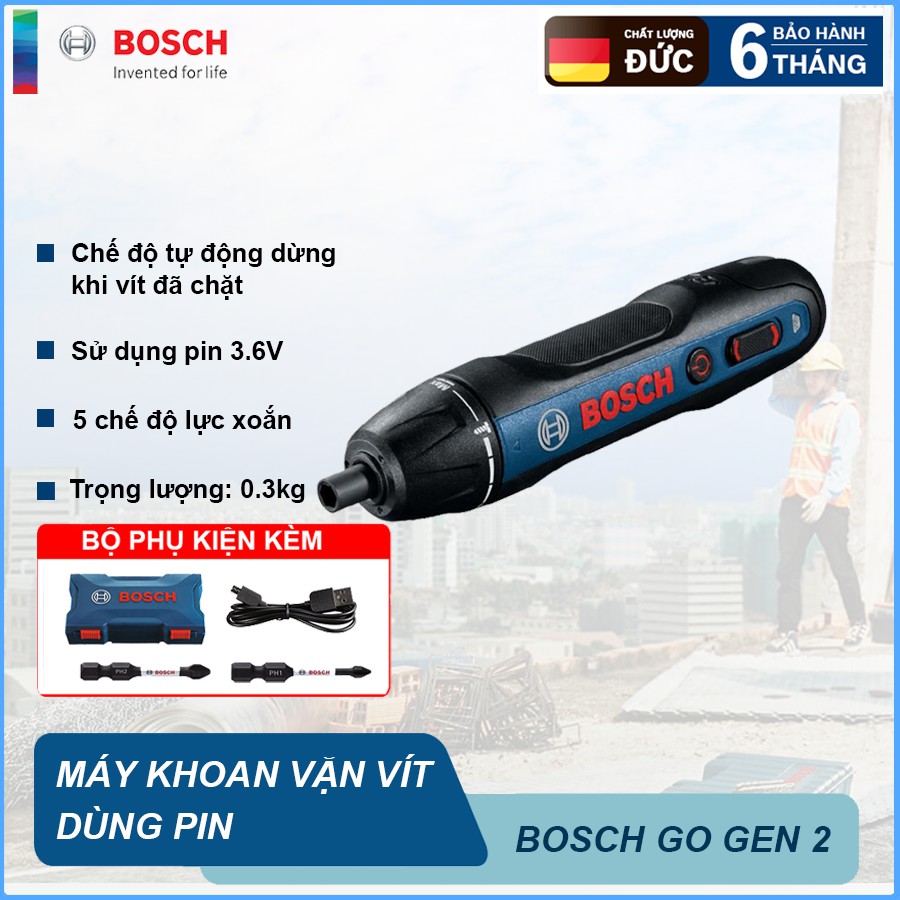 Máy vặn vít dùng pin Bosch Go Gen II Model Mới