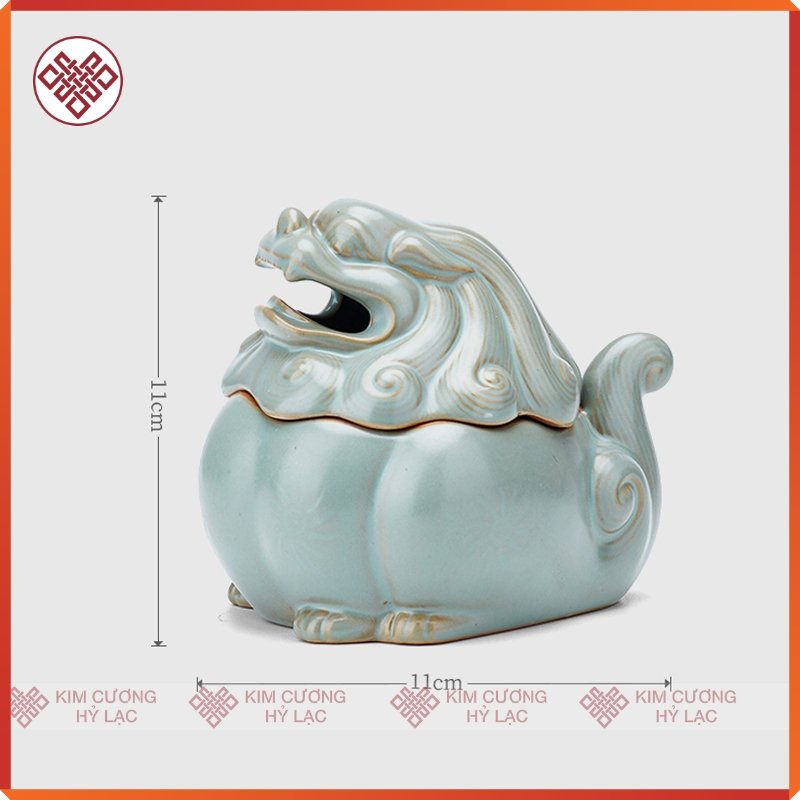 Lư Hương Xông Trầm, Đốt Trầm Mật Tông [Kim Cương Hỷ Lạc] Bằng Gốm Hình Kỳ Lân Chiêu Tài Lộc May Mắn