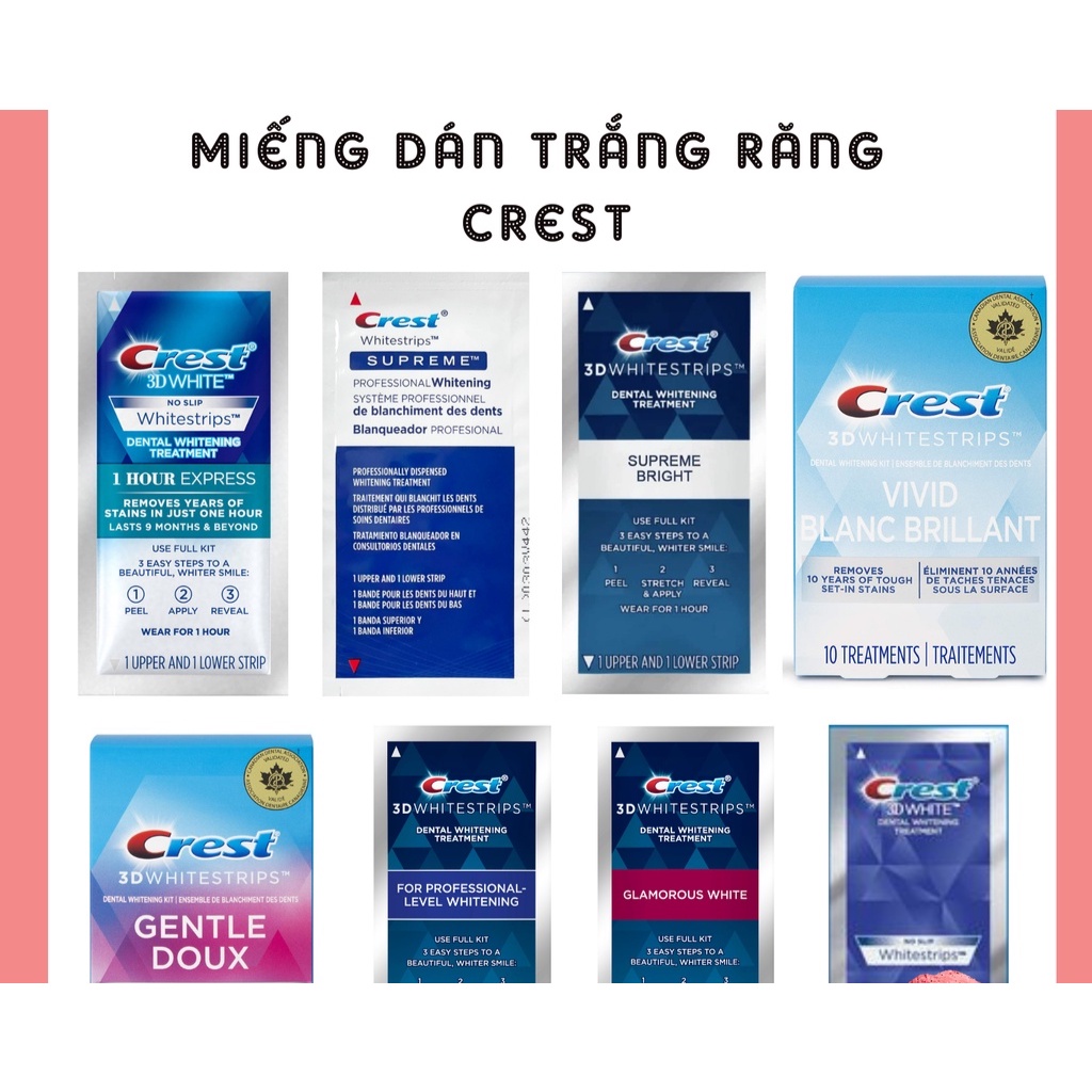 1 GÓI- Miếng dán trắng răng Crest 3D White - CHÍNH HÃNG