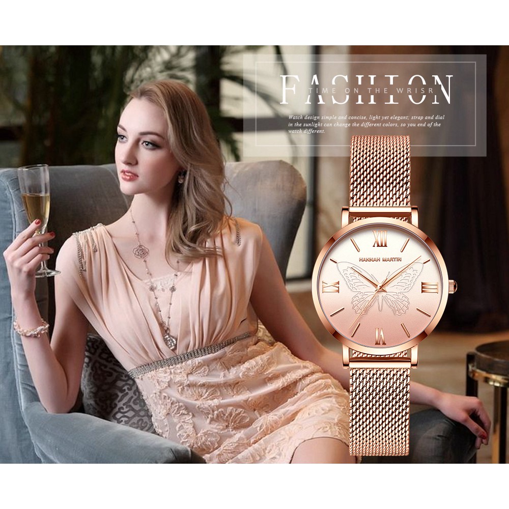 Đồng hồ nữ HANNAH MARTIN chính hãng - Model HM-13620 - dây thép không gỉ - bảo hà | BigBuy360 - bigbuy360.vn