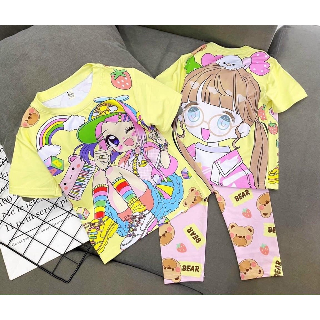 Bộ đồ Dài Bé Gái # Quần Dài # in hình 3D (8-40Kg) chất liệu mềm mịn thoáng mát được các bé gái yêu thích