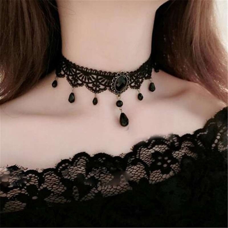 Crystal Lace Necklace Clavicle Chain Retro Palace Gothic Personality Features