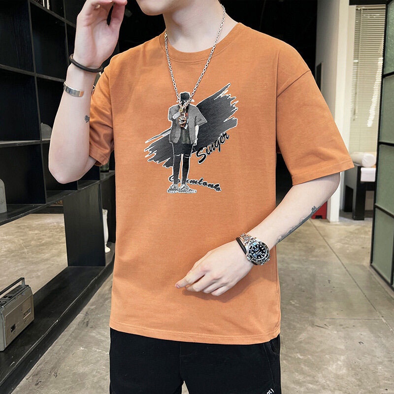 Áo Thun Tay Ngắn Dáng Rộng Chất Liệu Cotton Mỏng Phong Cách Hàn Quốc Thời Trang Mùa Hè Cho Nam