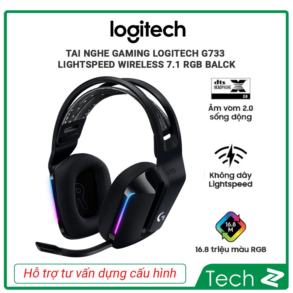Tai nghe Gaming Logitech G733 LIGHTSPEED Wireless 7.1 RGB Black