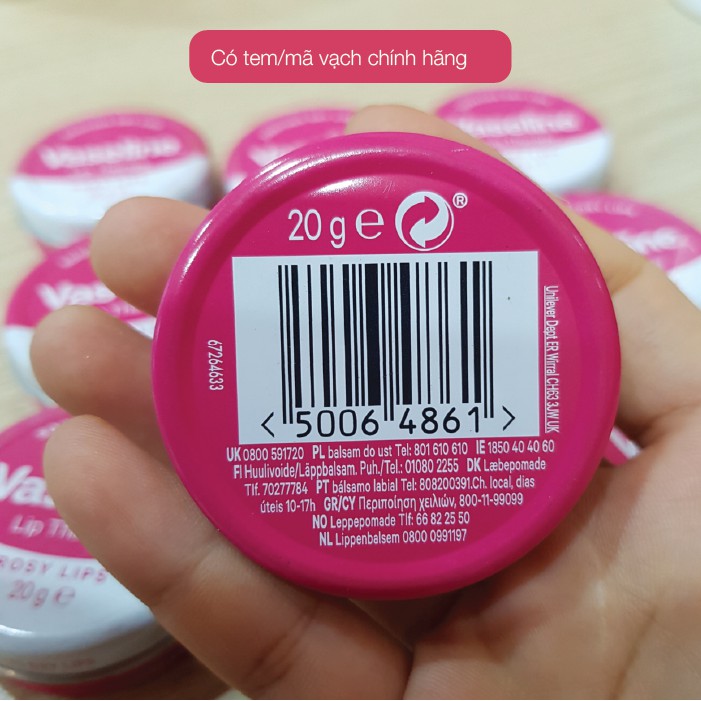 Son dưỡng môi Vaseline 20g dạng hũ thiếc hồng Rose lips