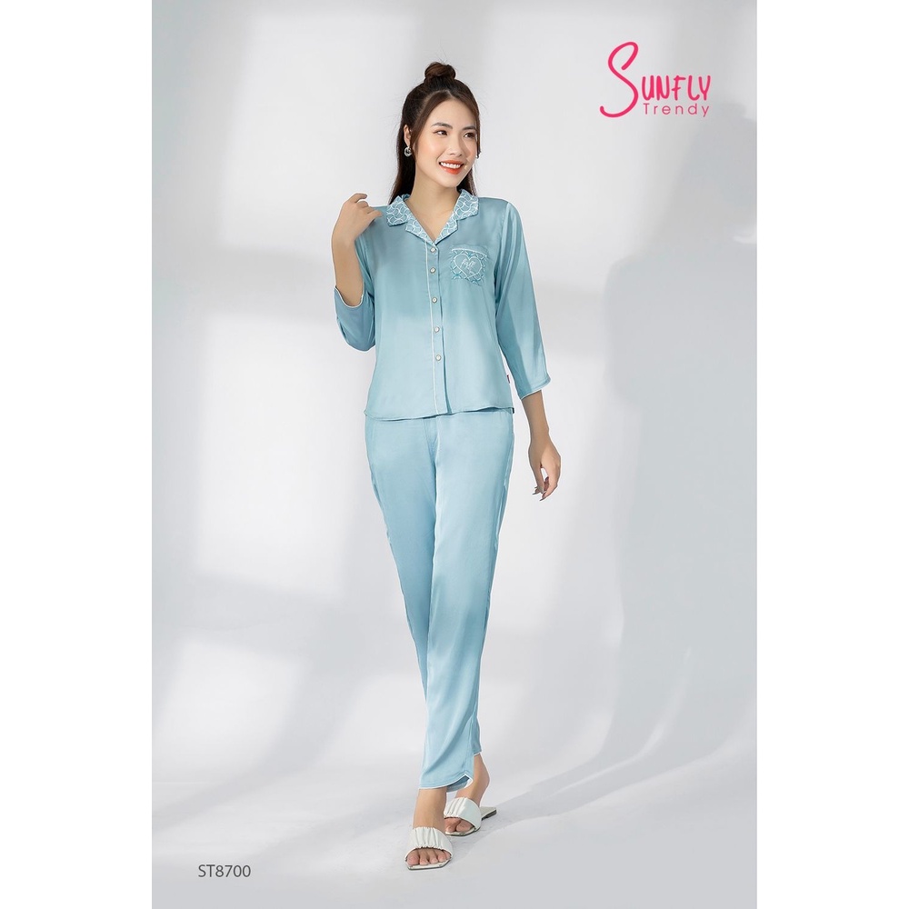 ST8700 - BỘ PIJAMAS LỤA ÁO TAY LỠ QUẦN DÀI