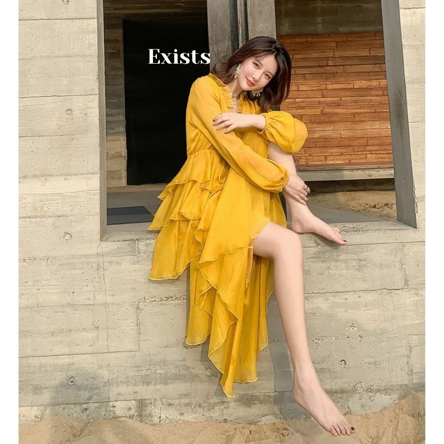 Đầm maxi vàng chanh tầng xòe EXDC29 EXISTS BEAUTY | BigBuy360 - bigbuy360.vn