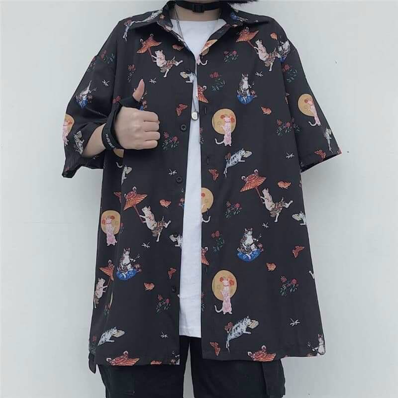 [Mã FAMAYMA2 giảm 10K đơn 50K] Áo sơ mi nam nữ cặp đôi thời trang UNISEX họa tiết đẹp chất lụa mềm mịn