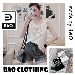 [AB01] Áo tanktop nữ form thụng chất cotton hai màu trắng đen siêu đẹp