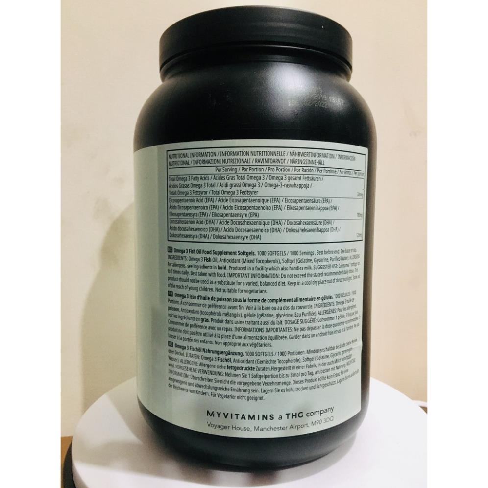 [GIÁ TỐT NHẤT] Viên Omega Giúp Đep Da Chống Lão Hóa Fish oil Myvitamins essential OMEGA 3 1000 viên