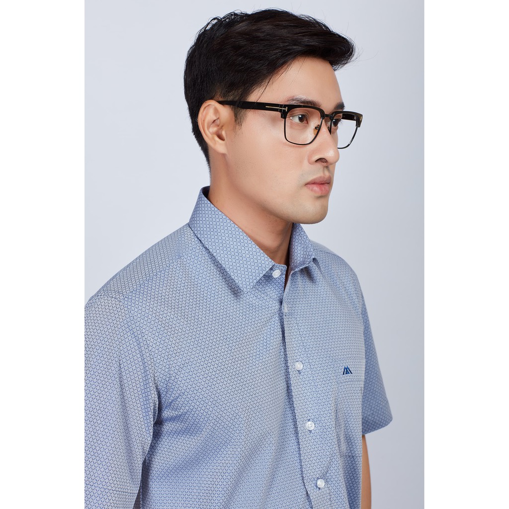 Áo sơ mi nam Casual ngắn tay xám ca rô hoa văn