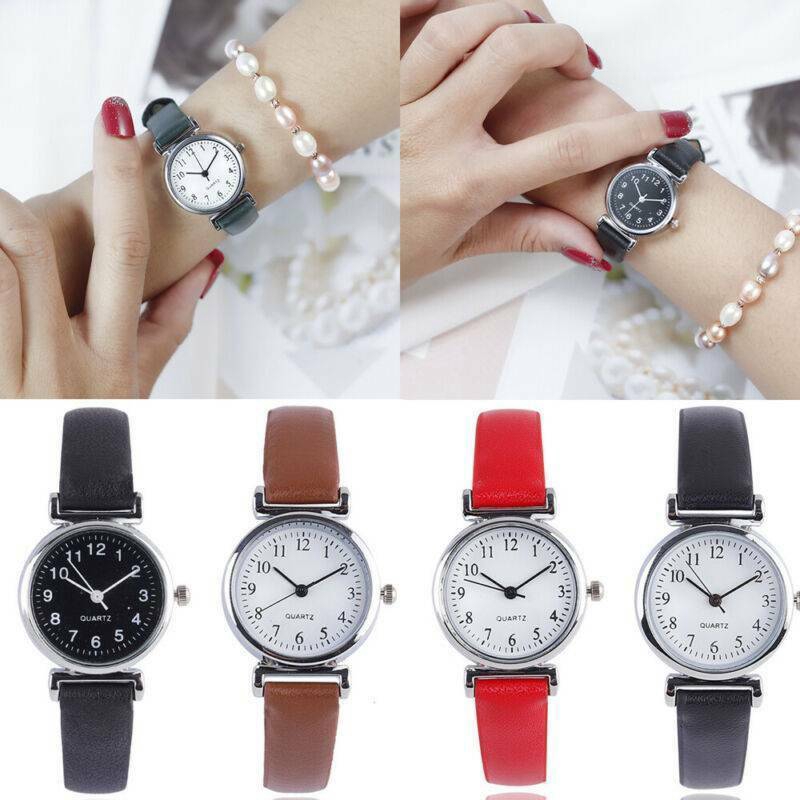 Đồng hồ đeo tay tròn dây da dành cho nữ